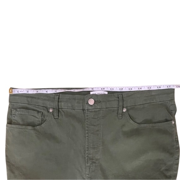 Good American Good Classic Pants Jeans Green GC727T Ankle High-Rise - Picture 8 of 8